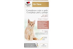 Doppelherz Complesso Cute e Pelo per Gatti, Supporto alla Funzione Dermica in Caso di Dermatosi ed Eccessiva Perdita di Peli, omega-3+6, biotina, vitamine B+E+A, 25 Creme da Leccare