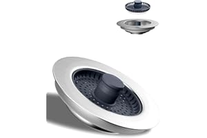 Hibbent Juego Combinado de Tapon y Filtro para Fregadero de Cocina,Carcasa del Tapón del Fregadero y Acero Inoxidable,Colador Fregadero,Antibloqueo y Antiolor,Profundidad del Agujero de Fregadero>25mm