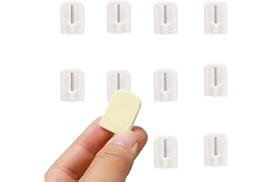 Luqune 10Pcs Mini Self Adhesive Hooks, Net Curtain Rod Viscose Hooks,Pvc Windows Self Adhesive Hooks for Net Curtain Rods,Suitable for Bathroom,Garden Handing Mesh Net Curtain,Kitchen