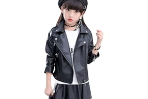 LSERVER Bambina Giacca Biker Cuoio Ragazza Semipelle Giacche Biker da Moda