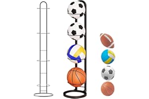 CocCCoon Ball Storage Rack Basketball Organizer Rack Removable 4 Tier Cube Football Stand Durable Garage Ball Organizer for Volleyball Basketball Football Indoor Outoor