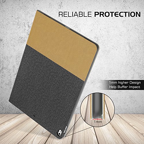 MoKo Hülle für Neu iPad Pro 12.9 2017 – Stoßfest Ledertasche Schutzhülle mit Auto Sleep/Wake up Funktion, Standfunktion und PC Bumper für Apple New iPad Pro 12.9 Zoll 2017 & 2015 Tablet, Dunkel Grau/Hellblau - 5