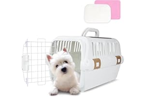 LAPINFORET Hard-Sided Plastic Dog and Cat Kennel,Two-Door Pet Carrier, Plastic Wire Door, Top or Front Loading,For Pets up to 22LBS,Fully Breathable, Perfect for Traveling/Hiking/Camping/Veterinary Visits,