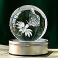 IFOLAINA 3D Butterfly Crystal Ball Etched Butterfly Decor Night Light for Home Decor Butterfly Figurine Gift for Women Butterfly Lamp for Bedroom Unique Butterfly Gifts for Her