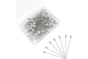 SYEYCW 150 Piezas Alfileres de Perlas, 5.5cm Largos Costura con Caja de Plástico, Alfileres Costura Rectos en Forma, Decorativas con Cabeza de Perla, para Manualidades, Ramos de Boda, Blanco