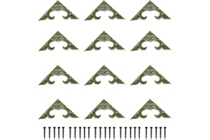 JINXIAN JINXM 20 Pcs Antique Bronze Corner Protectors Vintage Box Corner Protectors Brass Edge Corner Table Corner Protector with Nails for Decorative Cabinet Jewelry Box