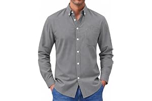 Runcati Oxford skjorta för män, slim fit, button-down kortärmad