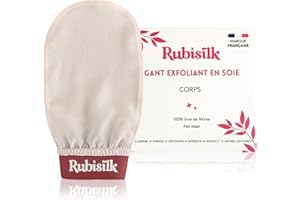 RUBI SILK Rubisilk - Gants Exfoliants 100% Soie de Mûrier pour le Corps - Gommage doux et naturel sans douleur - Élimine peaux mortes, poils incarnés, impuretés - Active la circulation sanguine - Toutes peaux