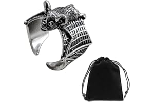 KRYMSON 1 Fledermausring, 1 Aufbewahrungstasche, Gothic-Ring, Gothic-Metallzubehör, Verstellbarer Offener Ring, Personalisierter Retro-Schmuck, Geeignet Für Maskeraden Und Partys