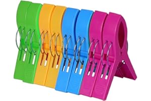 JONAMI 8X Grandes Pinces à Serviette de Plage pour Chaises Longues et Transats Pinces XXL en Plastique - 8 pièces 4 Couleurs