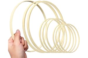 UTEFIF 9 Stück Traumfänger Ringe Bambus, Holzringe zum Basteln, Hoops Kranz Ringe Set für Makramee, DIY Traumfänger, Blumenkranz Türkranz und Wandbehang Fensterdeko (8/10/15cm)