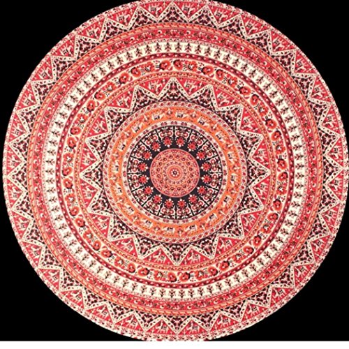 Tapestry Strand Kolylong Tapisserie Runde Hippie Mandala-Muster Bettdecke Tapisserie Tischtuch Wand hängende Dekoration Yoga Matte (Orange) - 2