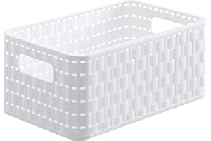 Rotho Country Caja de almacenamiento de 6l en aspecto de ratán, Plástico (PP) sin BPA, blanco, A5/6l (28.0 x 18.5 x 12.6 cm)