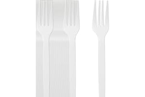 RASMACOR | 100 Pezzi Forchette in Plastica Bianca Riutilizzabile Posate in Plastica Bianca Resistenti per Attività All'interno e All'esterno per Compleanni, Feste, Catering, Matrimoni, Barbecue