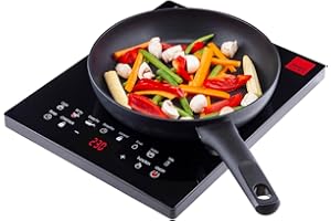 SENSIOHOME Sensio Home Electric Digital Induction Hob with 8 Temperature & Power Settings, 6 Cooking Modes, Timer, Overheat Protection, Auto Off, Child Safety Lock, Black