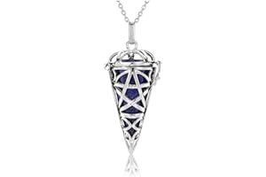 Jovivi 7 Chakra Crystal Locket Pendant Necklace Reiki Energy Healing Gemstone Hexagonal Pointed Pendulum Dowsing Divination Jewellery for Women