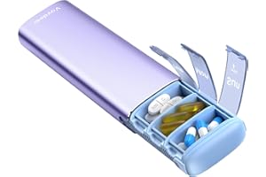 ‎VAYDEER Vaydeer Metalowy Podróżny Organizer na Tabletki, Tygodniowy Pojemnik na Leki na 7 Dni, Duży Codzienny Uroczy Pojemnik na Suplementy, Tabletki, Witaminy i Leki