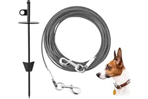 Mi Metty Tie-Out Leinen für Hunde,6m Kausichere Hundeleinen mit Anlegepflock,Verhedderungsfrei Bodenanker Hund Hofleine für mittlere bis große Hunde,für Hof und Camping Strand Rasen Outdoor