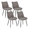 WOLTU Dining Chairs Set of 4 Counter Kitchen Chairs Lounge Leisure Living Room Corner Chairs Dark Grey Leatherette Reception Chairs with Backrest and Padded Seat