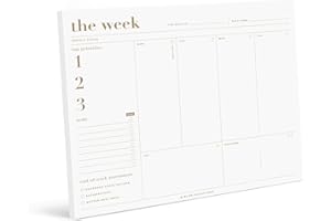 Bliss Collections Essential Weekly Planner 210 x 297 mm with 50 Undated Tear-Off Sheets, Metallic Gold Organiser Notepad to Track Productivity for Tasks, Health Habits, Ideas, Notes and More