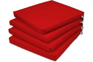‎ROLLMAYER Rollmayer 4er Set Stuhlkissen Stuhlauflage Sitzkissen Sitzpolster Auflage für Stühle in Haus und Garten Kollektion Vivid (Rot 12, 40x40x4cm)