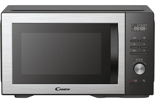 Candy Essenza CMWA32EDLB Four Micro-ondes 1000W 32L Digital, Fonction Décongélation et Nettoyage Auto, Cavité Inox, Plateau Tournant, 5 Niveaux de Puissance, 8 Menus Auto, Cuisson Express, Noir