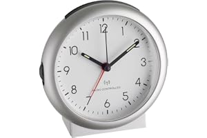 TFA Dostmann analog radioväckarklocka, 98.1036, med larm, inklusive radioklocka, silver, L 109 x B 50 x H 112 mm
