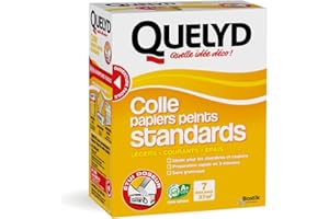 Quelyd Colle Papiers Peints Standards – Idéale pour Chambres et Couloirs – Prête en 3 Minutes – Dosage Ultra Facile – Sans Grumeaux – Sans Solvant – Poudre 250 g (7 rouleaux)