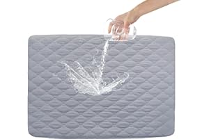 SPRINGSPIRIT Matratzenschoner für Reisebett, wasserdicht, gesteppt, 97 x 67 cm, passend für alle tragbaren Mini-Kinderbetten, ultraweich, Grau