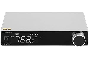 FANMUSIC Topping E70 Velvet AK4499EX Décodeur XU316 DSD512 PCM768 kHz Bluetooth 5.1 LDAC 24 bits/96 kHz avec télécommande DAC (20 x 13,8 x 4,4, argent, 1)