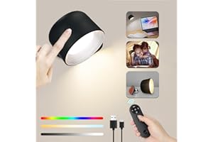 Taipow Tactile Led Lampe Murale Sans Fil avec Telecommande, 9 Couleurs, 5 Niveaux de Luminosité, Rotatifs 360°, Applique Murale Interieure pour Chambre