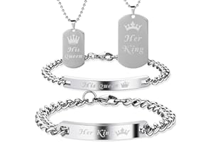 Lictin Partner Armbänder und Partner Halskette His Queen Her King Ketten und Armbänder Liebespaar Valentinstag Geschenke Geburtstagsgeschenk