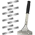 DEJIN Wallpaper Scraper Blades, Wall Paper Scraper Tool Heavy Duty, Blade Scraper Tool- Durable Effortless Removal of Wallpaper Floor Tiles and Stubborn Materials Comes with 10 Blades