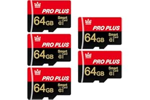 BLIKSEM Paquete de 5 tarjetas de memoria de 64 GB con adaptador, tarjeta de memoria de alta velocidad, UHS-I C10 A1 tarjeta TF para tableta/teléfono móvil/cámara/audio del coche/consola de juegos (TF295 64 GB