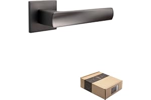 APECS Klamki do drzwi wewnętrznych nowoczesna klamka do drzwi wejściowych i wewnętrznych z kwadratowymi rozetami uchwyt grafitowy matowy zestaw klamek z materiałem mocującym okucie drzwiowe model