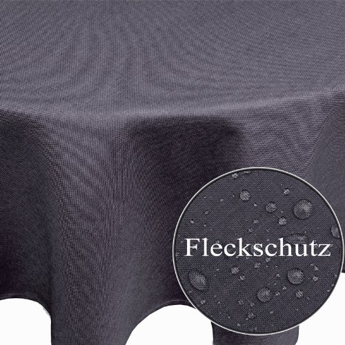 Textil Tischdecke Leinen-Optik 160cm rund mit FLECK-Schutz grau *abwaschbar* Farbe wählbar - 2