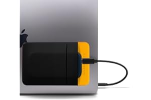 Afterplug Bolsa Adhesiva de 2 Bolsillos para Almacenamiento, Organizador de Accesorios para Portátil para SSD, Magic Mouse, Cables, Negro y Amarillo