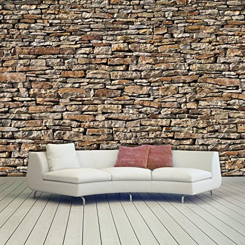 murimage Photo Wallpaper Stones 3D 366 x 254 cm Wall Mural stone wall bricks nature rustic cream livingroom kitchen including paste