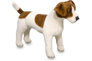 Melissa & Doug Peluche Jack Russel Terrier, Chien mignon de taille réaliste, Animaux en peluche, Cadeau pour garçons et filles de 3 4 5 6 7 ans, Décor à la maison