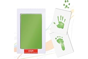COODY Baby Handprint and Footprint Kit, Safe and Non-Toxic with Clean Touch, Perfect Baby Girl and Baby Boy Gifts, Baby Essentials for Newborn, Ink Pad (1 Pack, Green)