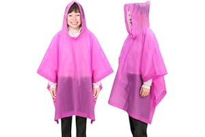 ANYOO Poncho de Pluie Imperméable pour Enfants Garçons Filles, Lot de 2 Capes de pluie Léger en PEVA avec Capuche à Boutons-pression pour Taille Enfants 100-150 cm