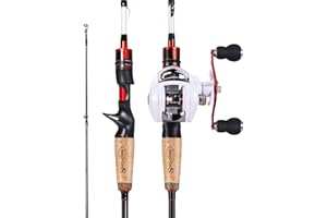 Sougayilang Canne à pêche et moulinet, 1,8 m/2,1 m MH avec moulinet à appât, 2 sections