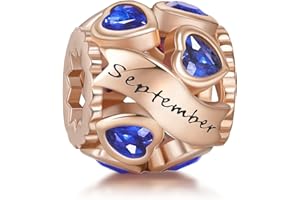 NINGAN Birthstone Charms for Bracelets-925 Sterling Silver Openwork Bead Charms, Love Heart Charms for Bracelets and Necklaces, Happy Birthday Gifts for Women Girls