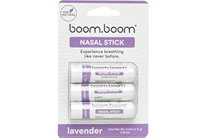 BoomBoom - Bastone nasale per aromaterapia, 3 pezzi, realizzato con oli essenziali + mentolo (lavanda)