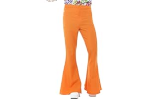 SMIFFY'S Smiffys Pantalon à Pattes d'Éléphant Années 60, Orange, Déguisement Homme