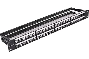 VIVOCH 2U 48 Ports Blank Patch Panel Unload Modular Patch Panel Blank Frame with Cable Manager Bar