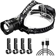 Lampe Frontale Rechargeable WholeFire 30000 Lumens - Affichage LCD, Détecteur De Mouvement, Zoom, IP65 - Pour Camping, Randonnée, Travail