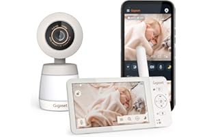 Gigaset Baby 700 Connected–Video-Babyphone mit 5,5"-Full HD-Touchscreen–Sichere FHSS & WLAN Übertragung–Lange Akkulaufzeit-große Reichweite-mit Gigaset App, Cream White/Warm Grey [Deutsche Version]