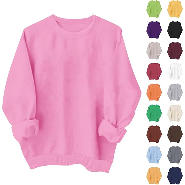 Sweat-shirt Femme 2025 – Col Rond, Manches Longues, Couleur Unie – Polyester Doux Pour Tenue Décontractée