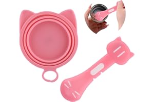 LAM-LORD 4pcs/2pcs Cat Food Can Lid, Pet Food Can Covers with Mixing Spoon, Reusable Leakproof Cat Food Can Tin Lid for Animal Wet Food Storage Keep Fresh(pink,size:2pcs)